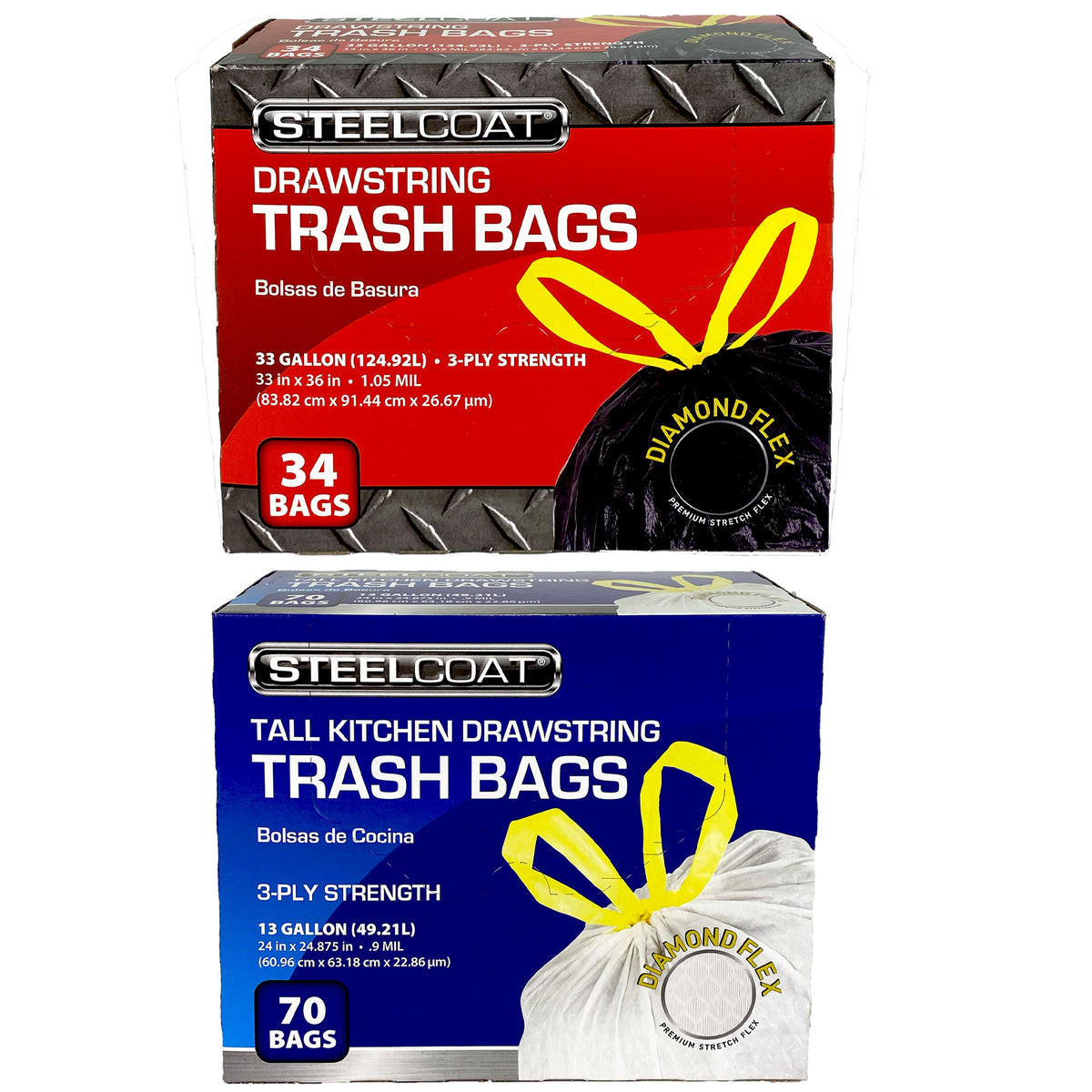 Premium All-Purpose Trash Bag Bundle - 4 Boxes, 4 Sizes, 2 Styles