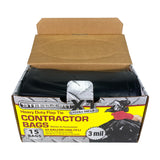 XL Extra Tough Pro Contractor Trash Bags, Flap Tie, 15-ct, 55-gallon, 3-mil Thick