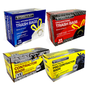 Premium All-Purpose Trash Bag Bundle - 4 Boxes, 4 Sizes, 2 Styles