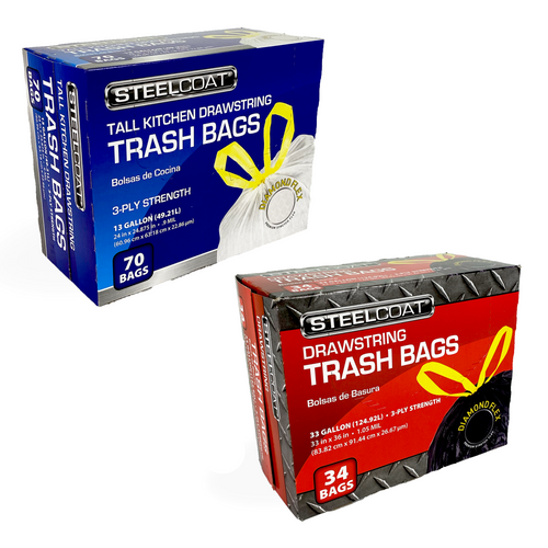 Premium All-Purpose Trash Bag Bundle - 4 Boxes, 4 Sizes, 2 Styles