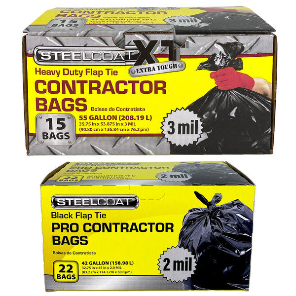 XL Extra Tough Pro Contractor Trash Bags, Flap Tie, 15-ct, 55-gallon, –  Blazer Brand
