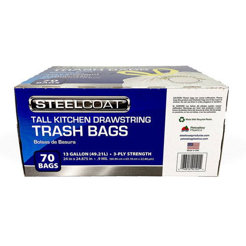 Tall Kitchen Trash Bags, 70-ct, 13-gallon, White, Diamond Stretch Tech –  Blazer Brand