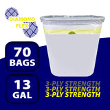 Tall Kitchen Trash Bags, 70-ct, 13-gallon, White, Diamond Stretch Tech, Drawstring