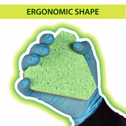 Ergo LP Scrub Sponge, 6-Pack, Less-Plastic, Ergonomic Shape for Light-Duty Cleaning, Green/Tan